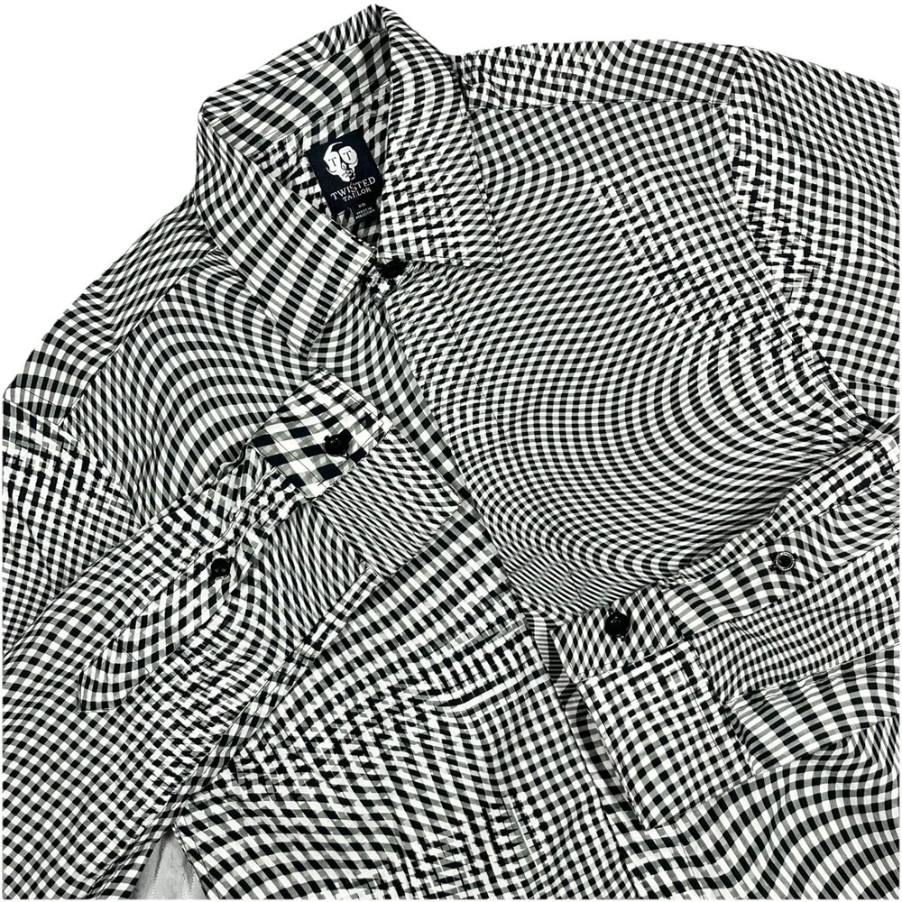 Twisted Tailor Button Up Shirt Men's XS Psychedelic Gingham Plaid Artsy Clubwear